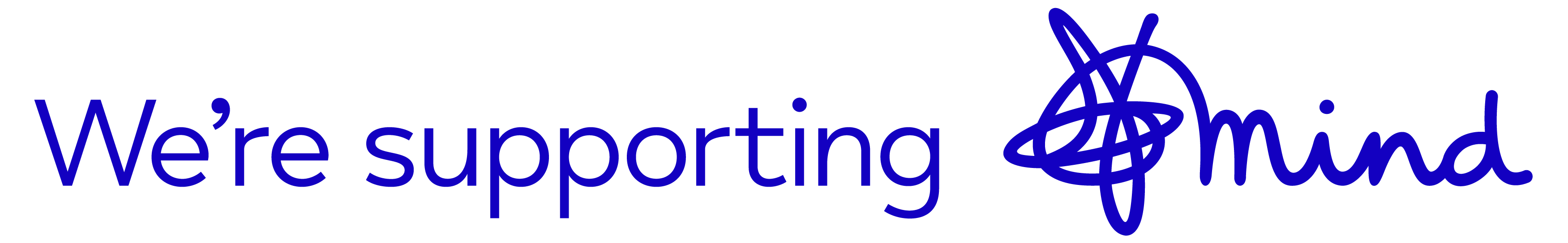 Logo We're Supporting Mind Blue Horizontal PNG